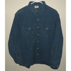 Vtg Five Brother Men’s XL LS Button Flannel Shirt Chamois Cloth Blue Made USA